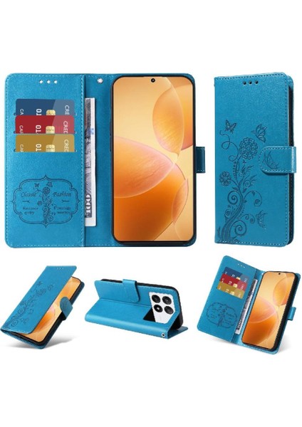 Xiaomi Poco F6 Pro Çiçek Flip Kart Yuvaları Deri Için Flip Case (Yurt Dışından)