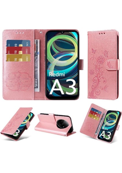 Xiaomi Redmi A3 Için Flip Case 4g Çiçek Çevirme Deri Cardyuvaları (Yurt Dışından) modelleri