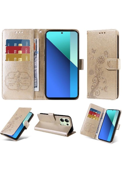 Xiaomi Redmi Not 13 Için Flip Case 4g Cardyuvaları Flip Deri Çiçek (Yurt Dışından)