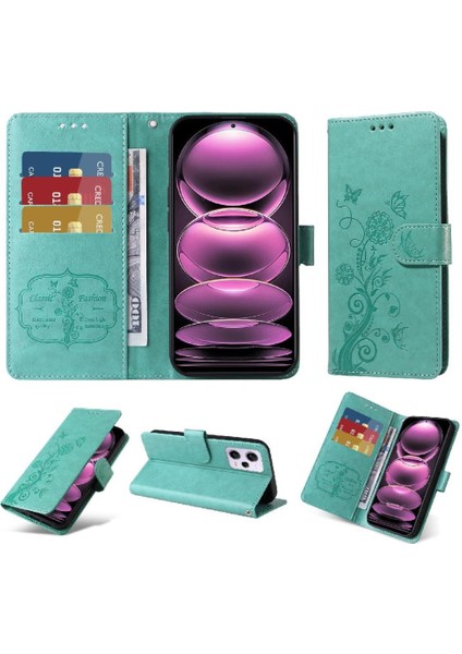 Xiaomi Redmi Not 12 Için Flip Case Pro Artı Flip Kart Yuvaları Deri Çiçek (Yurt Dışından)
