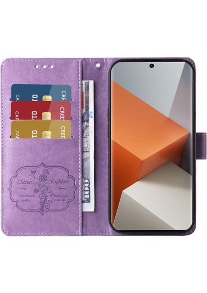 Xiaomi Redmi Not Için Flip Case 13 Pro Artı 5g Deri Kart Yuvaları Çevirin (Yurt Dışından)