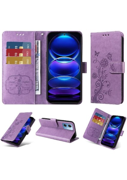 Xiaomi Redmi Not 12 Için Flip Case 5g Çiçek Cardyuvaları Flip Deri (Yurt Dışından)