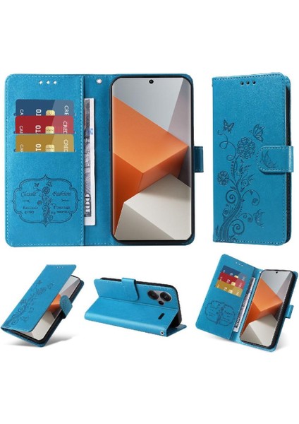 Xiaomi Redmi Not Için Flip Case 13 Pro Artı 5g Deri Kart Yuvaları Çevirin (Yurt Dışından)