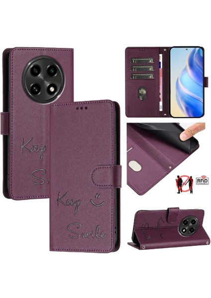 Oppo A3 Cn Pro 5g Kart Tutucu Cüzdan Için Kılıf Rfıd Engelleme Pu Deri (Yurt Dışından)
