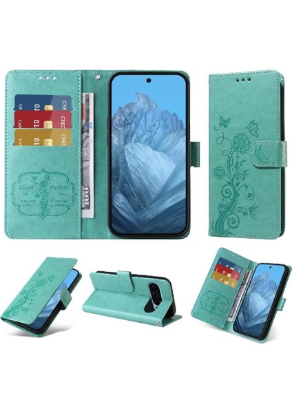 Google Piksel 9 Deri Çiçek Kart Yuvaları Flip Için Flip Case (Yurt Dışından)