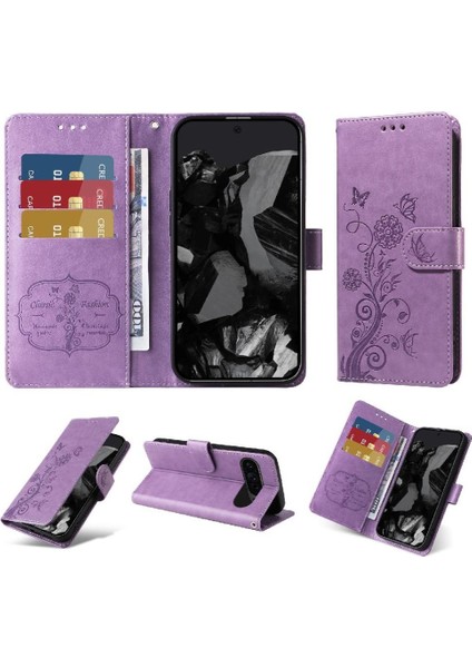 Google Piksel 9 Pro Xl Cardyuvaları Flip Çiçek Deri Için Flip Case (Yurt Dışından)