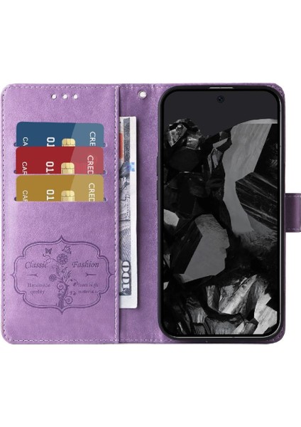 Google Piksel 9 Pro Xl Cardyuvaları Flip Çiçek Deri Için Flip Case (Yurt Dışından)