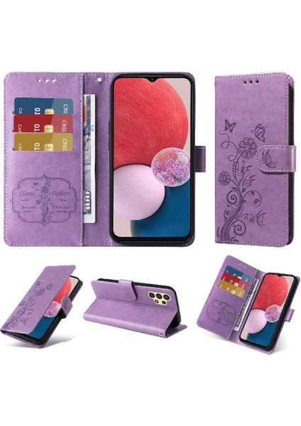 Samsung Galaxy A04 4g Cardyuvaları Flip Case Çiçek Deri (Yurt Dışından)