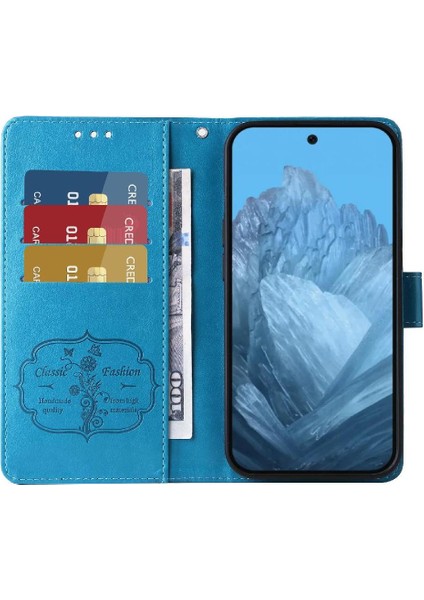 Google Piksel 9 Deri Çiçek Kart Yuvaları Flip Için Flip Case (Yurt Dışından) modelleri