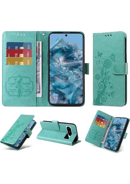 Google Piksel 8 Pro Deri Kart Yuvaları Için Flip Case Çiçek Flip (Yurt Dışından)