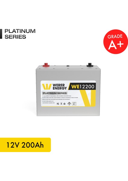 12V 200Ah LiFePO4 Platinum Series Bluetooth'lu Lityum Demir Fosfat Akü