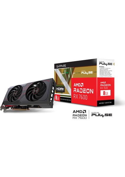 Sapphıre Amd Radeon RX 7600 Pulse 8GB 128Bit 2755 MHz GDDR6 PCI-Express 4.0 Ekran Kartı 11324-01-20G