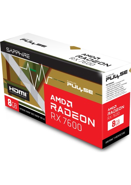 Sapphıre Amd Radeon RX 7600 Pulse 8GB 128Bit 2755 MHz GDDR6 PCI-Express 4.0 Ekran Kartı 11324-01-20G