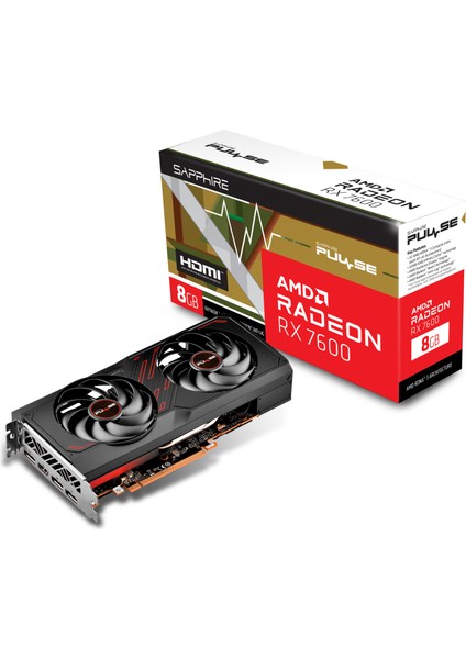 Sapphıre Amd Radeon RX 7600 Pulse 8GB 128Bit 2755 MHz GDDR6 PCI-Express 4.0 Ekran Kartı 11324-01-20G