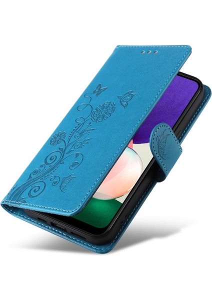 Samsung Galaxy A22 5g Için Flip CASE/A22S 5g Deri Flip Kart Yuvaları Çiçek (Yurt Dışından)