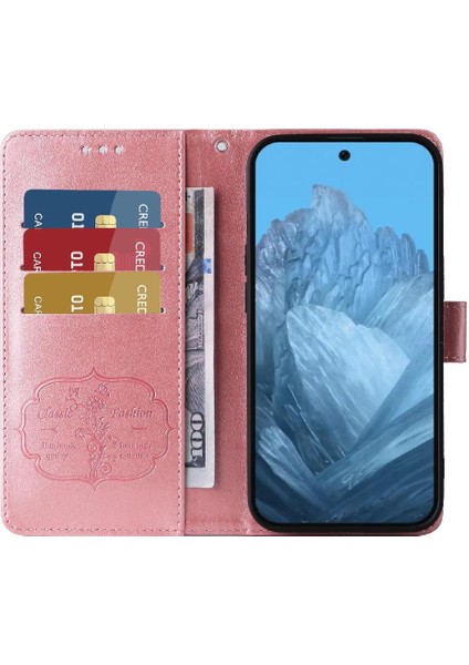 Google Piksel 9 Deri Çiçek Kart Yuvaları Flip Için Flip Case (Yurt Dışından) modelleri