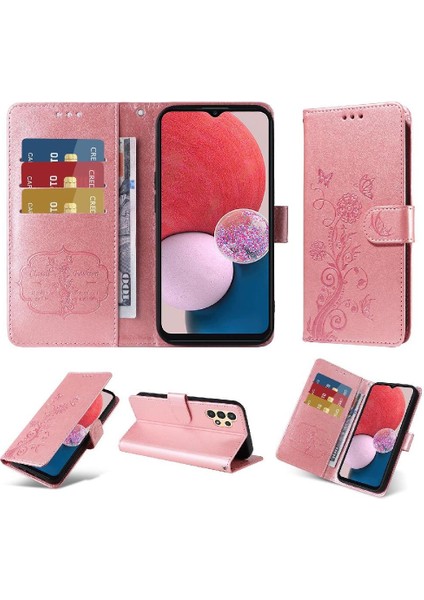 Samsung Galaxy A04 4g Cardyuvaları Flip Case Çiçek Deri (Yurt Dışından)