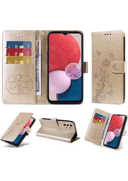 Samsung Galaxy A04 4g Cardyuvaları Flip Case Çiçek Deri (Yurt Dışından)
