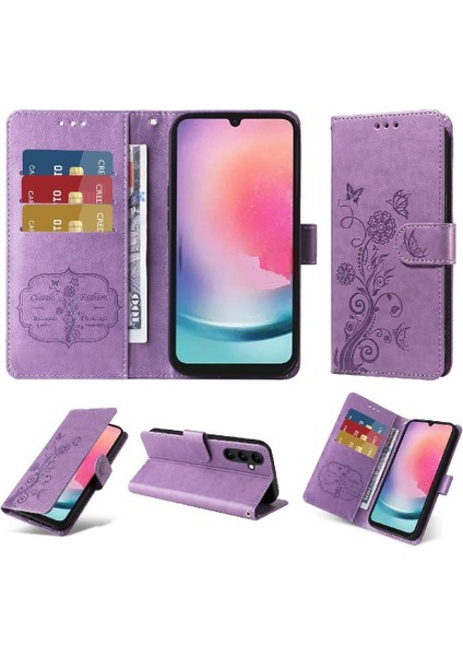Samsung Galaxy A24 4g Cardyuvaları Çiçek Deri Flip Case (Yurt Dışından)