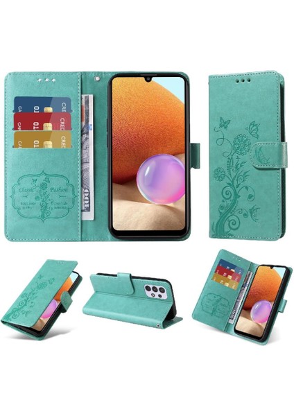 Samsung Galaxy A32 5g Deri Flip Kart Yuvaları Çiçek Için Flip Case (Yurt Dışından)