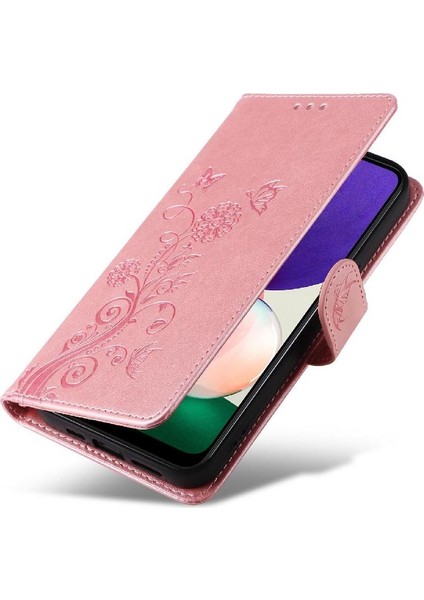 Samsung Galaxy A22 5g Için Flip CASE/A22S 5g Deri Flip Kart Yuvaları Çiçek (Yurt Dışından)