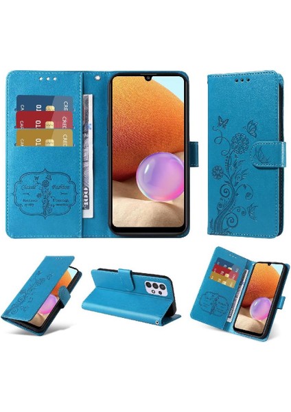 Samsung Galaxy A32 5g Deri Flip Kart Yuvaları Çiçek Için Flip Case (Yurt Dışından)
