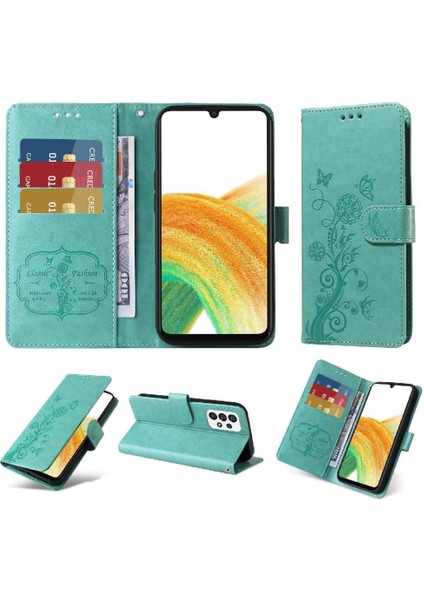 Samsung Galaxy A33 5g Deri Kart Yuvaları Için Flip Case Çiçek Flip (Yurt Dışından)