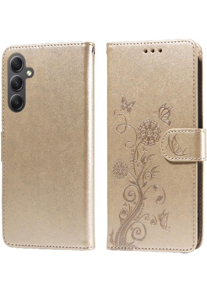 Samsung Galaxy A34 5g Flip Deri Çiçek Kart Yuvaları Için Flip Case (Yurt Dışından)