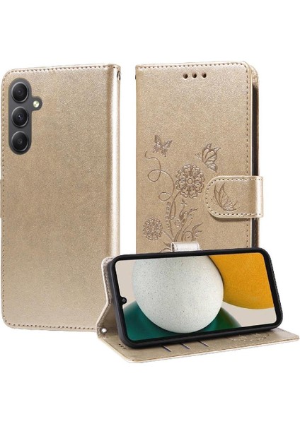 Samsung Galaxy A34 5g Flip Deri Çiçek Kart Yuvaları Için Flip Case (Yurt Dışından) modelleri