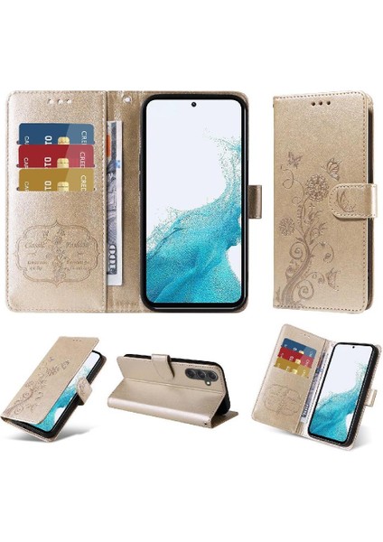 Samsung Galaxy A54 5g Deri Kart Yuvaları Için Flip Case Çiçek Flip (Yurt Dışından) modelleri