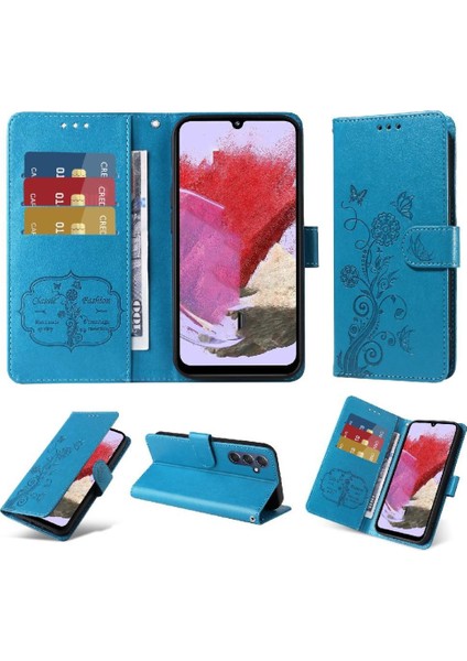 Samsung Galaxy M34 5g Deri Çiçek Kart Yuvaları Flip Case (Yurt Dışından)