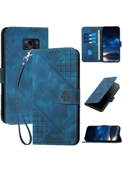 Ayrılabilir El Kayışı Kabartmalı Samsung Galaxy S7 Kenar Için Flip Case (Yurt Dışından)
