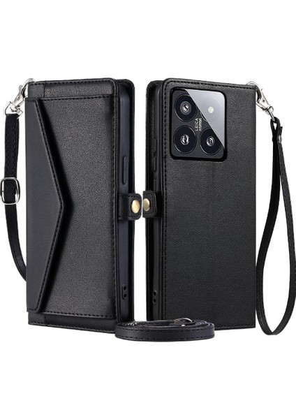Cüzdan Crossbody Durumda Xiaomi 14 Pro Fermuar Faturaları Yuvası Rfıd Engelleme (Yurt Dışından)