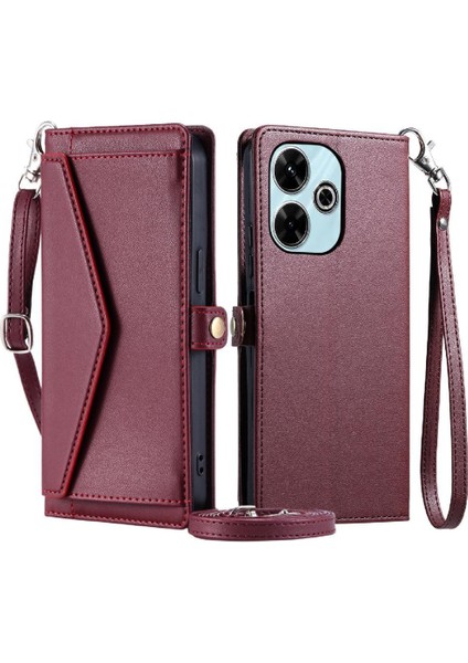 Cüzdan Crossbody Durumda Xiaomi Redmi Için 13 4g Rfıd Engelleme Fermuar Faturaları (Yurt Dışından)