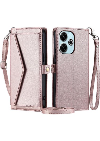 Cüzdan Crossbody Durumda Xiaomi Redmi Için 13 4g Rfıd Engelleme Fermuar Faturaları (Yurt Dışından)