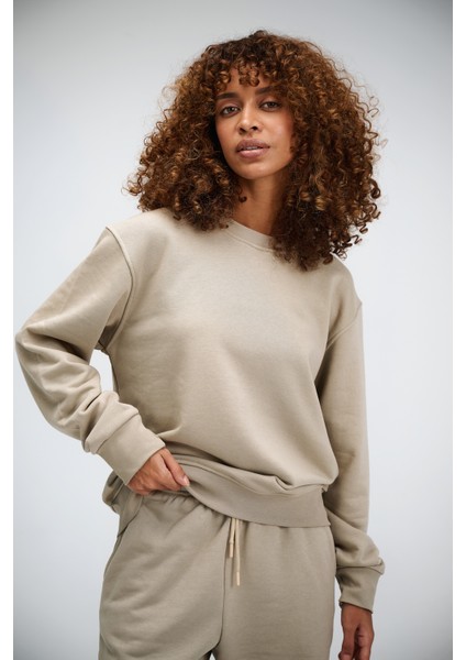 Kadın Timeless Oversize Vizon Sweatshirt