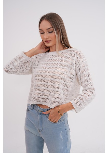Kadın Desenli Triko Örme Kazak 245299 -