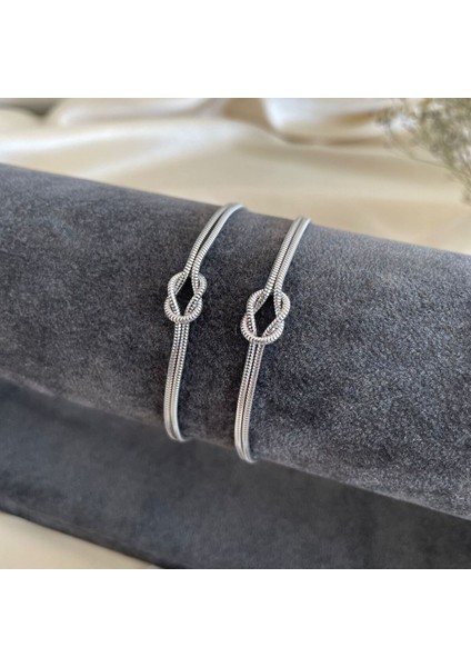 Düğüm Çift Bileklik - 925 Ayar Gümüş Bileklik fiyatları