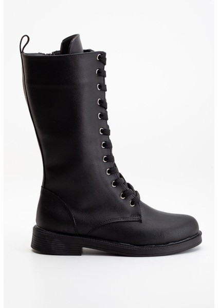 Pamira Bağcıklı Deri Çizme Siyah indirimleri