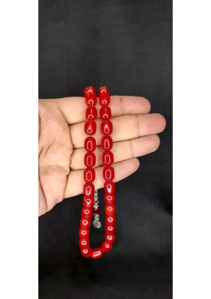 Çubuk Kehribar Tesbih Kırmızı Renk Kapsül Kesim T-441 fiyatları