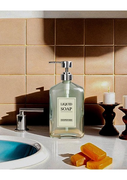 Cam Sıvı Sabunluk - Dekoratif Büyük Boy Dispenser - Kalın Cam - 500 ml fiyatları