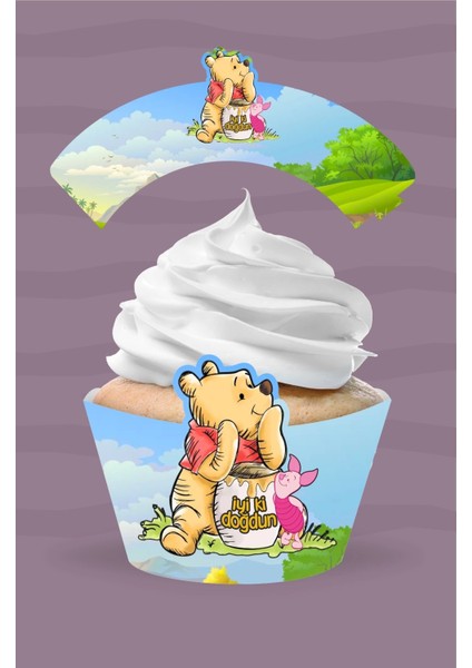 Winnie The Pooh Temalı Doğum Günü * Cupcake Sargısı 8'li