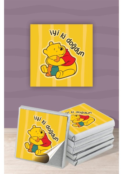 Winnie The Pooh Temalı Doğum Günü Çikolata Etiketi * Sticker 60 Adet 4 x 4 cm