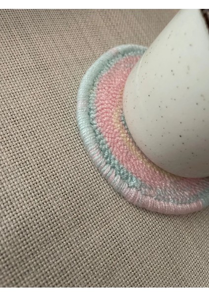 Punch Bardak Altlığı, Çift Taraflı, Twister Desenli Yuvarlak Formlu, Toz Pembe