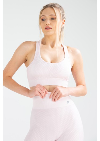 Pembe Slim Fit Açık Yaka Seamless Kadın Sporcu Sütyeni Bra SSF0005