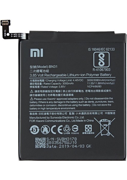 Xiaomi Redmi Y1 Lite BN31 Orijinal Batarya Pil