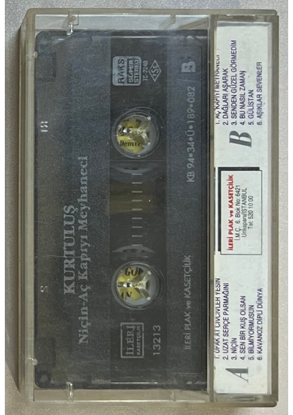 Kurtuluş Niçin - Aç Kapıyı Meyhaneci Kaset (Orjnal Dönem Baskı Kaset)