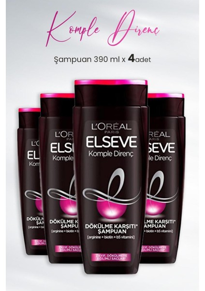 Komple Direnç Dökülme Karşıtı Şampuan 390 ml x 4 Adet