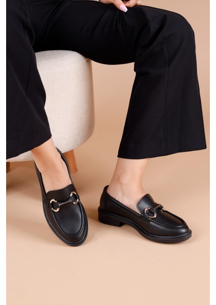 Tanta Siyah Kadın Loafer Ayakkabı