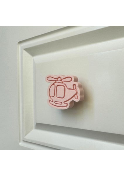 pembe Helikopter Dolap Kulpu - Çocuk Odalarına, Mutfak ve Banyo Dolaplarına Şıklık ve Eğlence Katın!